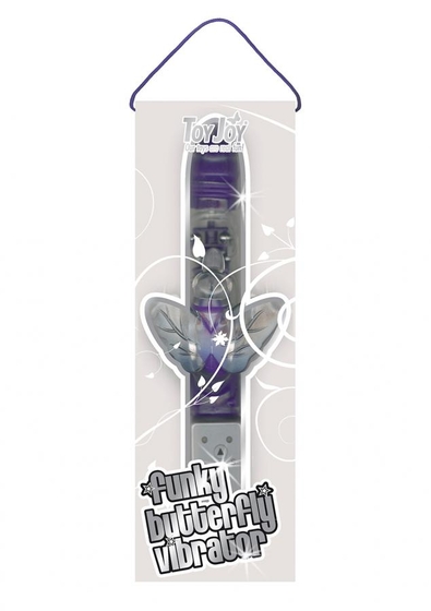 Фиолетовый мультискоростной вибромассажёр Hi-tech Funky Butterfly Dark Purple - 22 см. - фото, цены