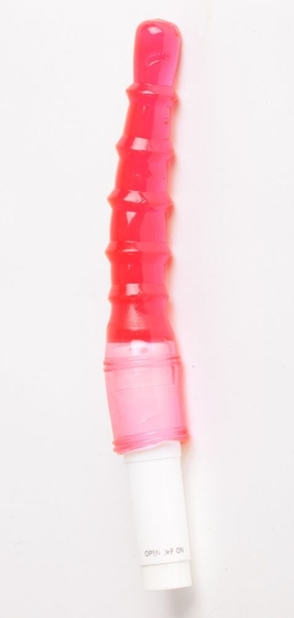 Красный анальный вибратор с рёбрышками - 23 см. - фото, цены