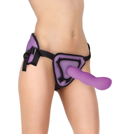 Фиолетовый страпон Deluxe Silicone Strap On 10 Inch с волнистой насадкой - 25,5 см. - фото, цены