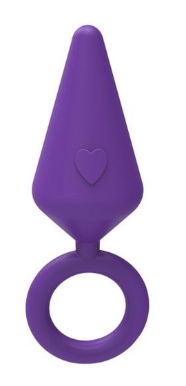 Фиолетовая конусовидная анальная пробка с колечком-ограничителем - 6,5 см. - фото, цены