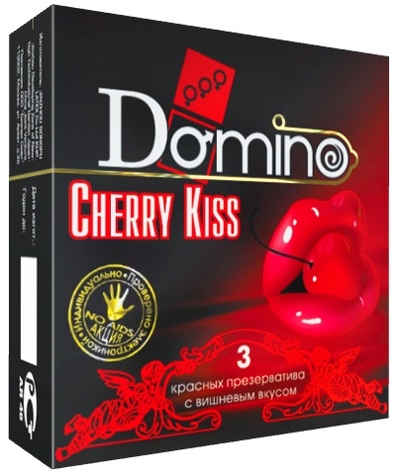 Презервативы Domino Cherry Kiss со вкусом вишни - 3 шт. - фото, цены