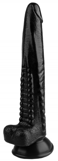 Черный анальный реалистичный стимулятор на присоске - 25,5 см. - фото, цены