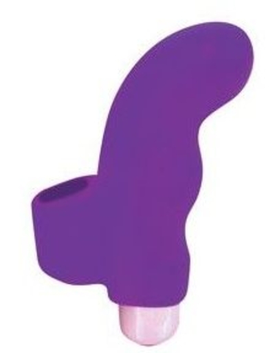 Фиолетовая загнутая вибронасадка на палец - фото, цены
