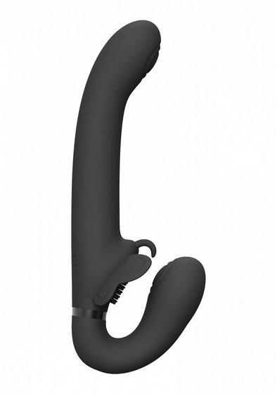 Черный женский безремневой вибрострапон Satu - 23 см. - фото, цены
