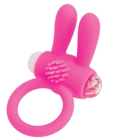 Розовое эрекционное виброкольцо A-toys с ушками - фото, цены