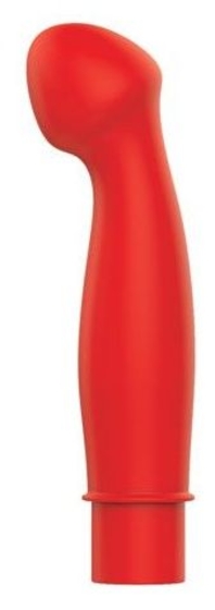 Красный вибромассажер с изогнутой круглой головкой - 11,5 см. - фото, цены