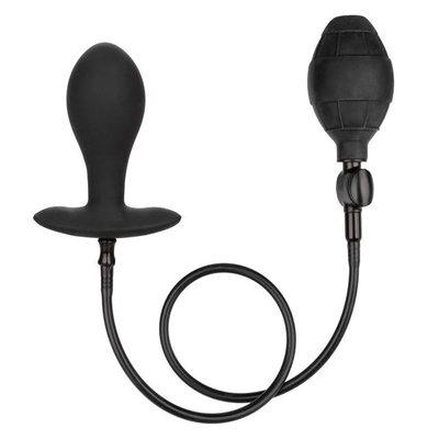 Черная расширяющаяся анальная пробка Weighted Silicone Inflatable Plug Large - 8,25 см. - фото, цены