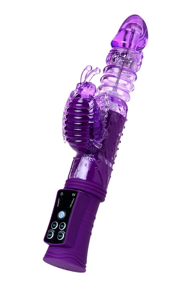 Фиолетовый вибратор-кролик на присоске - 23,5 см. - фото, цены