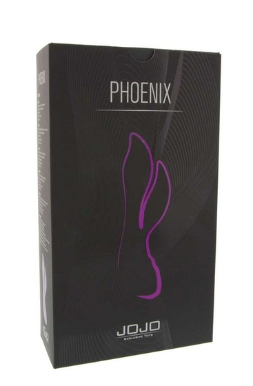 Фиолетовый вибратор с клиторальным стимулятором Jojo Phoenix - 10 см. - фото, цены