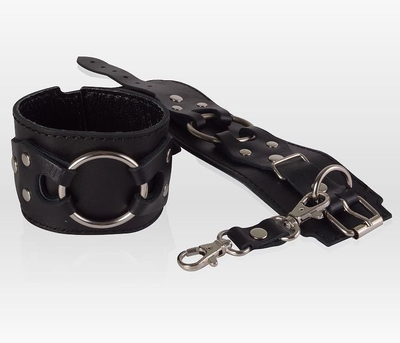 Черные наручники-напульсники из натуральной кожи - фото, цены