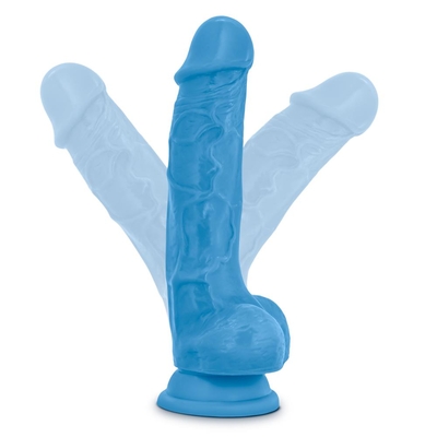 Голубой реалистичный фаллоимитатор на присоске Neo 7.5inch Dual Density Cock W. Balls - 19 см. - фото, цены