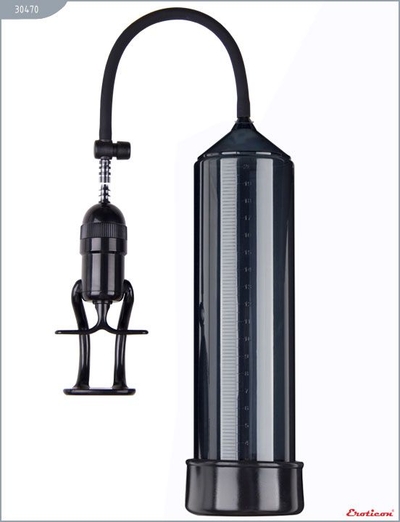 Чёрная вакуумная помпа Eroticon Pump X3 с ручным насосом - фото, цены