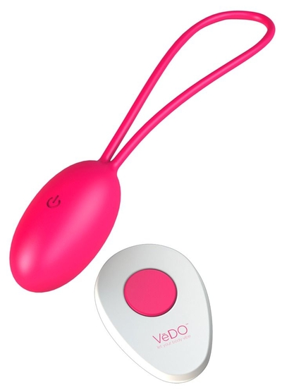 Розовое виброяйцо VeDO Peach с пультом ду - фото, цены