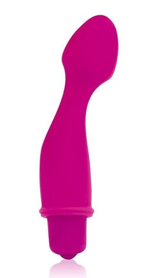 Розовый силиконовый изогнутый вибромассажер - 11,5 см. - фото, цены