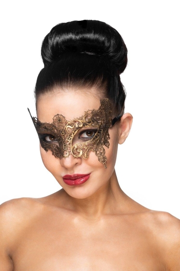 Золотистая карнавальная маска Вега - фото, цены