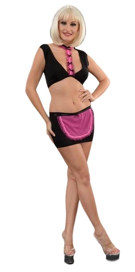 Женский черно-розовый костюм горничной - фото, цены