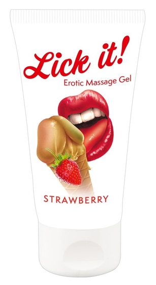 Лубрикант на водной основе Lick it! Strawberry с ароматом клубники - 50 мл. - фото, цены
