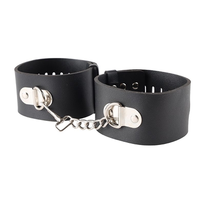 Черные гладкие наручники с металлическими вставками - фото, цены