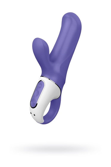 Фиолетовый вибратор Satisfyer Magic Bunny с клиторальным отростком - 17,6 см. - фото, цены