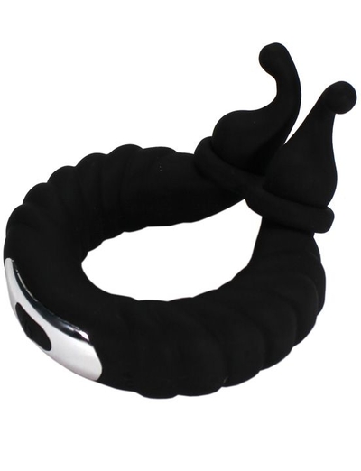 Черное эрекционное виброкольцо Snail с усиками - фото, цены
