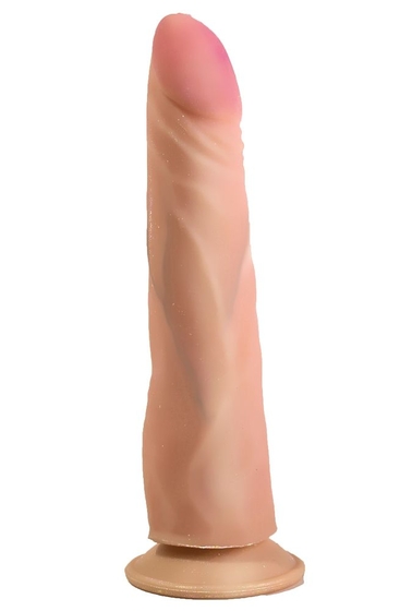 Фаллоимитатор на присоске из неоскин c розовой головкой - 20 см. - фото, цены