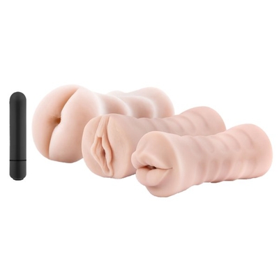 Набор из 3 мастурбаторов и вибропули 3-Pack Self-Lubricating Vibrating Stroker Sleeve Kit - фото, цены