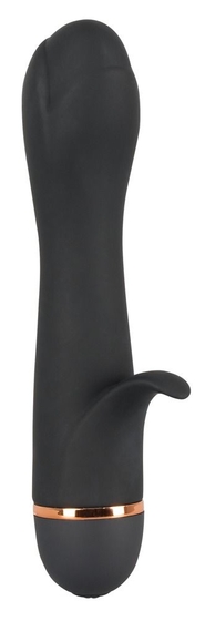 Чёрный вибратор-тюльпан Bendy Tulip с клиторальным лепестком - 16,4 см. - фото, цены