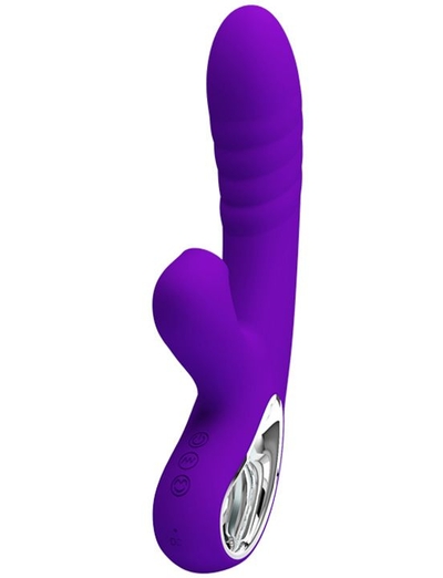 Фиолетовый вибратор Jersey с вакуумной стимуляцией - 21,8 см. - фото, цены