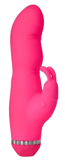 Розовый вибромассажёр Climax Elite со стимулятором клитора - 19,8 см. - фото, цены