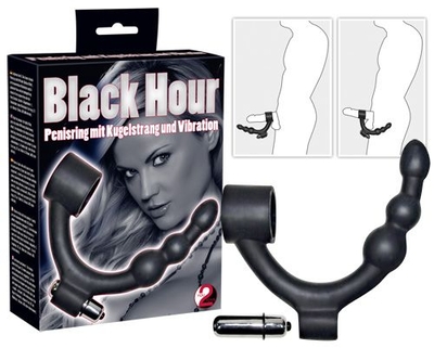 Эрекционное кольцо с вибрацией и анальным стимулятором Black Hour Penisring - фото, цены