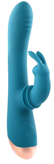 Голубой вибростимулятор-кролик Shimmy and Shake - 22,35 см. - фото, цены