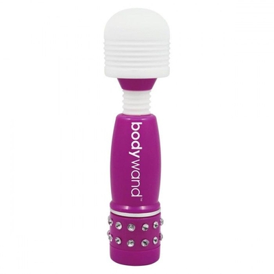 Фиолетово-белый жезловый мини-вибратор с кристаллами Mini Massager Neon Edition - фото, цены