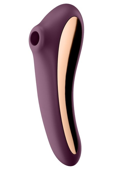 Фиолетовый вибромассажер Dual Kiss с вакуумной стимуляцией - фото, цены