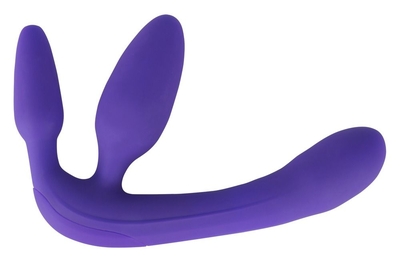 Фиолетовый безремневой вибрострапон Vibrating Strapless Strap-On - фото, цены