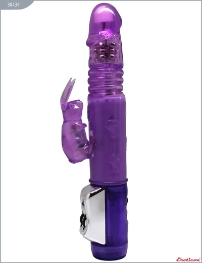Фиолетовый вибратор с ротацией и функцией Up Down - 24 см. - фото, цены