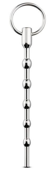 Серебристый уретральный стимулятор Sinner Solid Metal Dilator With Pull Ring - 15,5 см. - фото, цены