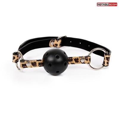 Черный кляп-шарик Ball Gag на леопардовых ремешках - фото, цены