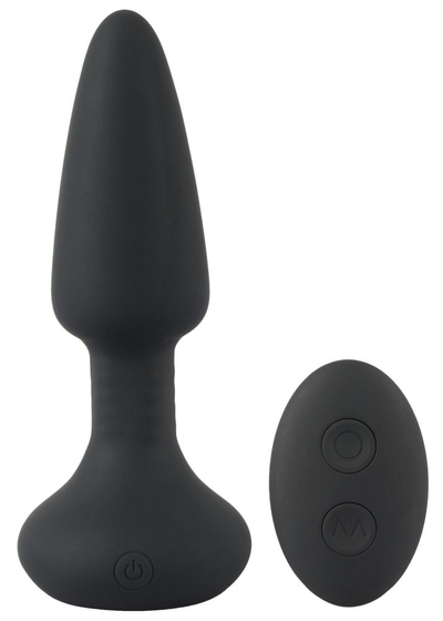 Черная анальная вибровтулка Remote Controlled Butt Plug - 14,2 см. - фото, цены