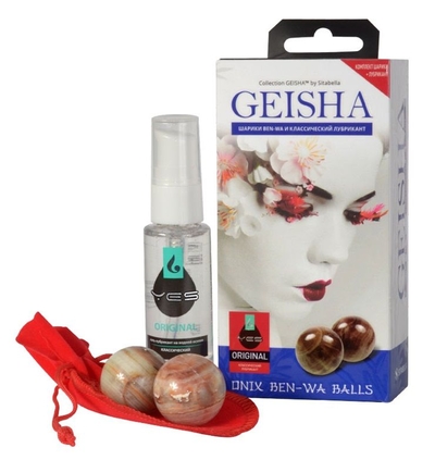 Вагинальные шарики Geisha из оникса в комплекте с лубрикантом - фото, цены