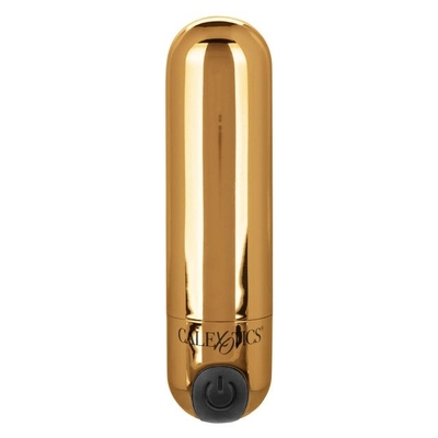 Золотистая вибропуля в чехле для хранения Rechargeable Hideaway Bullet - 7,5 см. - фото, цены