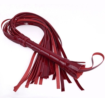 Бордовая лаковая плеть с ручкой - 65 см. - фото, цены