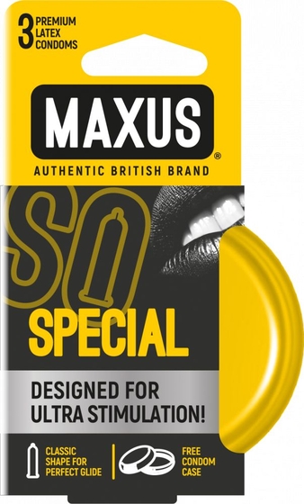 Презервативы с точками и рёбрами в железном кейсе Maxus Special - 3 шт. - фото, цены
