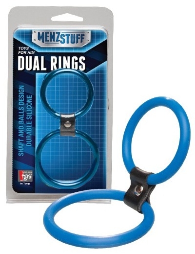 Синее двойное эрекционное кольцо Dual Rings Blue - фото, цены