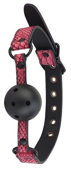 Черно-розовый кляп-шарик с отверстиями Ball Gag - фото, цены