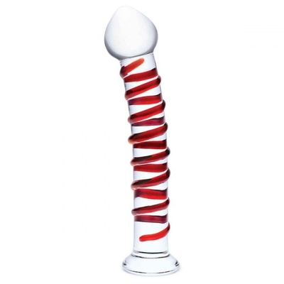 Прозрачный стимулятор с красной спиралью 10 Mr. Swirly Dildo - 25,4 см. - фото, цены