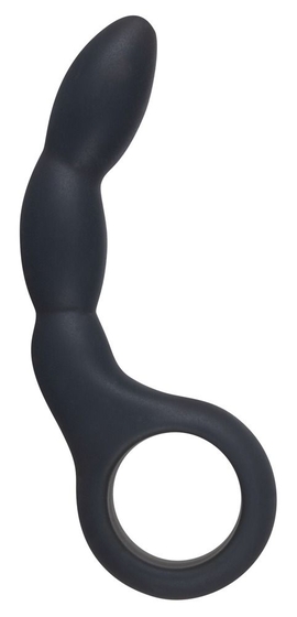 Черный ребристый анальный стимулятор - 13,5 см. - фото, цены