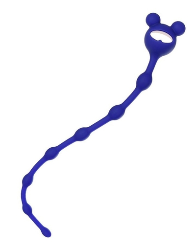 Синяя силиконовая анальная цепочка Froggy - 27,4 см. - фото, цены