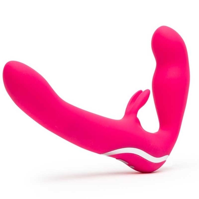 Ярко-розовый безремневой страпон Rechargeable Vibrating Strapless Strap-On - фото, цены