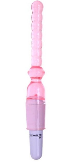 Тонкий розовый вибратор для анальной стимуляции - 25 см. - фото, цены