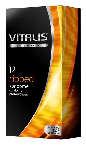 Ребристые презервативы Vitalis Premium ribbed - 12 шт. - фото, цены